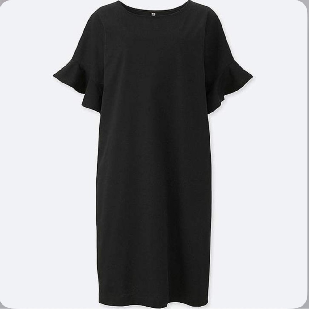 Uniqlo Women's Mercerized Cotton Frill Short-sleeve Dress